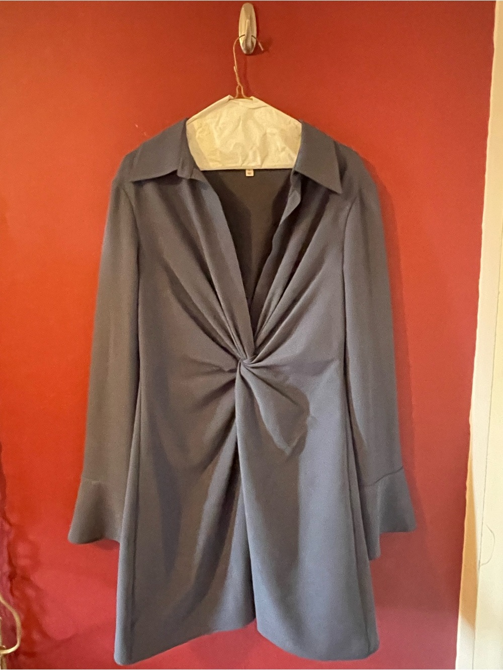 Womens Twisted Short Dress in Slate Gray/Blue